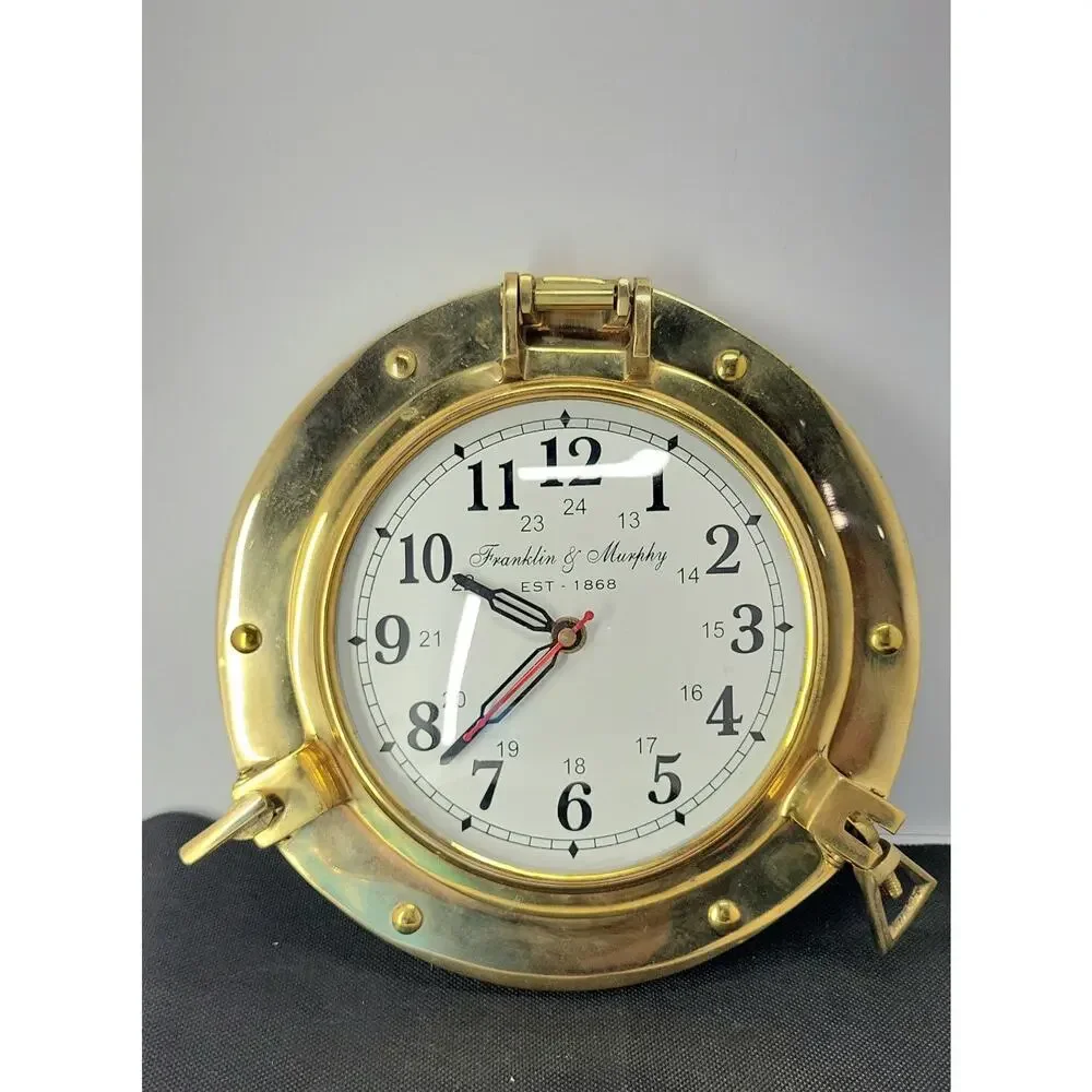 Franklin & Murphy Brass Nautical Porthole Wall Clock 9